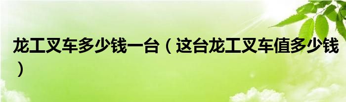 龙工叉车多少钱一台(这台龙工叉车值多少钱)