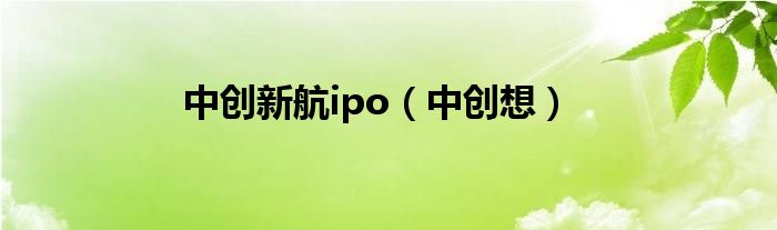 中创新航ipo(中创想)