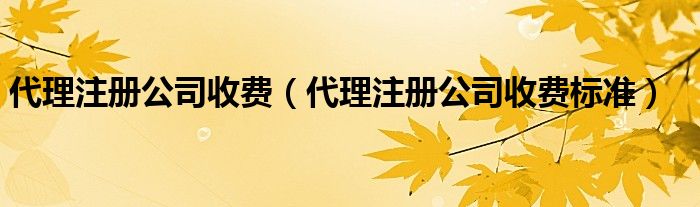 代理注册公司收费(代理注册公司收费标准)