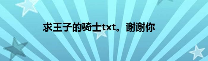 求王子的骑士txt。谢谢你