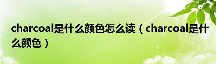 charcoal是什么颜色怎么读(charcoal是什么颜色)