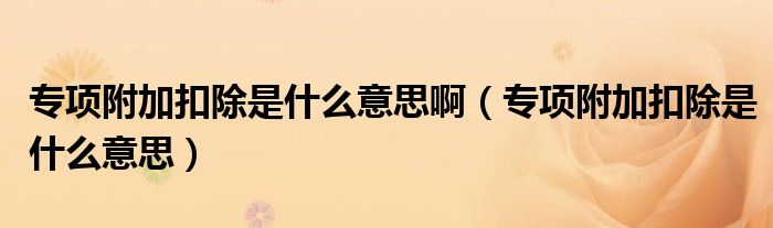 专项附加扣除是什么意思啊(专项附加扣除是什么意思)