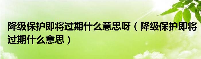 降级保护即将过期什么意思呀(降级保护即将过期什么意思)