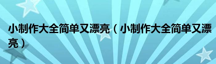 小制作大全简单又漂亮(小制作大全简单又漂亮)