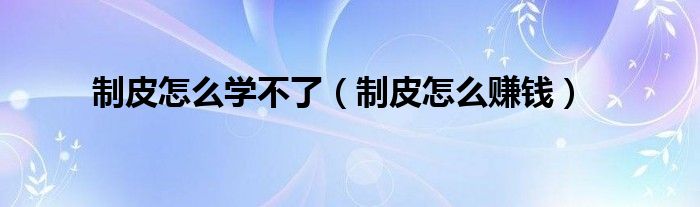 制皮怎么学不了(制皮怎么赚钱)