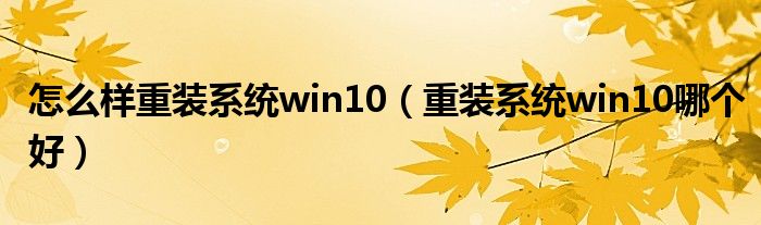 怎么样重装系统win10（重装系统win10哪个好）