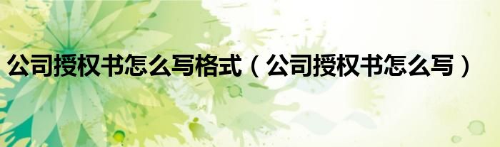 公司授权书怎么写格式(公司授权书怎么写)