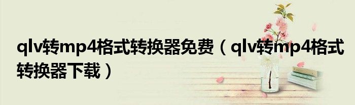 qlv转mp4格式转换器免费(qlv转mp4格式转换器下载)