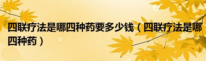 四联疗法是哪四种药要多少钱(四联疗法是哪四种药)