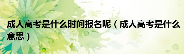 成人高考是什么时间报名呢(成人高考是什么意思)