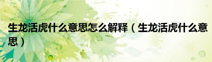 生龙活虎什么意思怎么解释(生龙活虎什么意思)