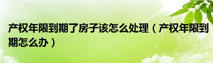 产权年限到期了房子该怎么处理(产权年限到期怎么办)