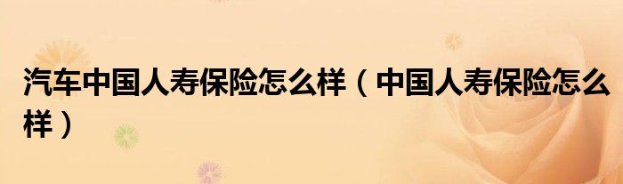 汽车中国人寿保险怎么样(中国人寿保险怎么样)