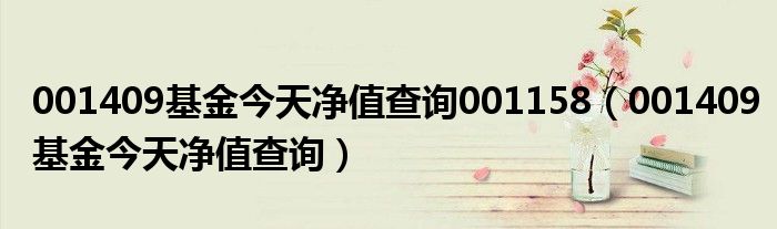 001409基金今天净值查询001158(001409基金今天净值查询)
