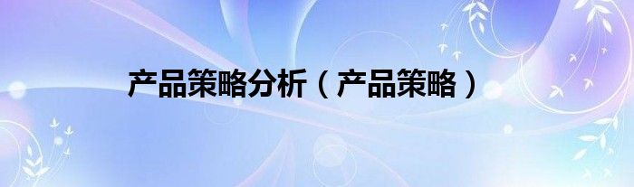 产品策略分析(产品策略)