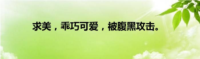 求美,乖巧可爱,被腹黑攻击。