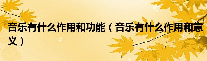 音乐有什么作用和功能(音乐有什么作用和意义)