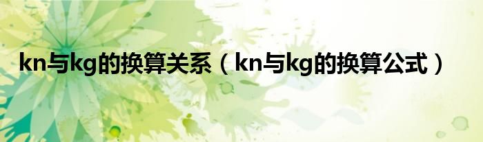 kn与kg的换算关系(kn与kg的换算公式)