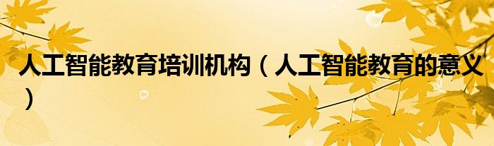 人工智能教育培训机构(人工智能教育的意义)