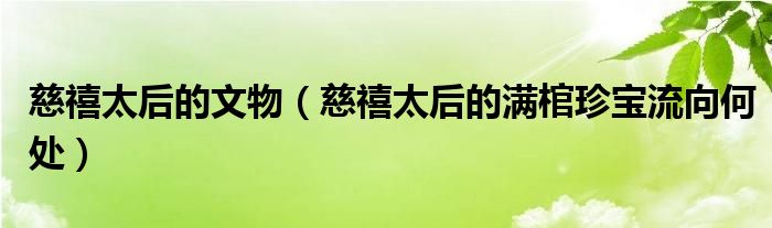 慈禧太后的文物(慈禧太后的满棺珍宝流向何处)