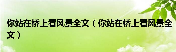 你站在桥上看风景全文(你站在桥上看风景全文)