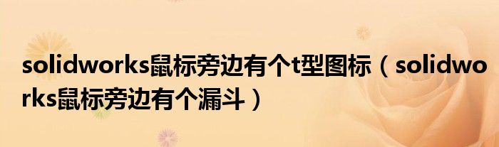 solidworks鼠标旁边有个t型图标(solidworks鼠标旁边有个漏斗)