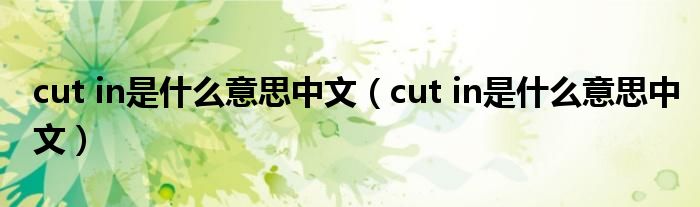 cut in是什么意思中文(cut in是什么意思中文)
