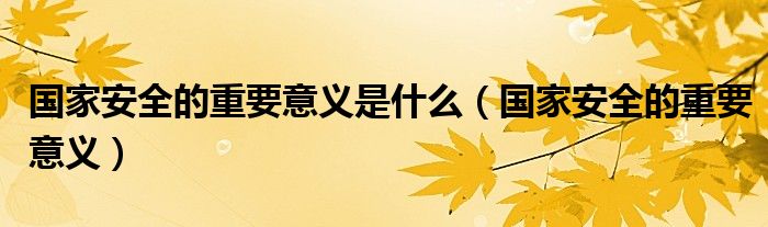 国家安全的重要意义是什么(国家安全的重要意义)