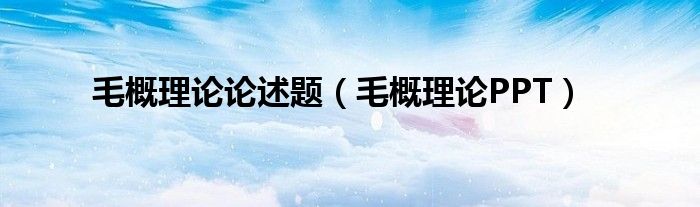 毛概理论论述题(毛概理论PPT)