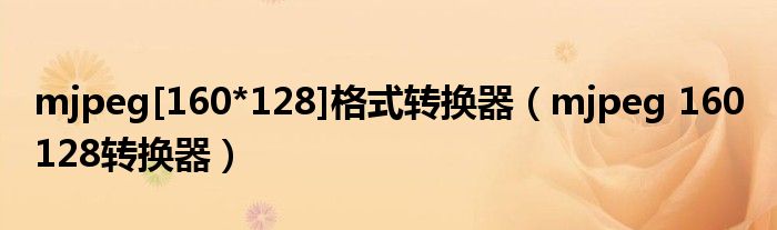 mjpeg[160*128]格式转换器（mjpeg 160 128转换器）