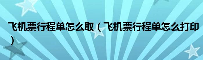 飞机票行程单怎么取(飞机票行程单怎么打印)