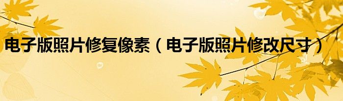 电子版照片修复像素(电子版照片修改尺寸)