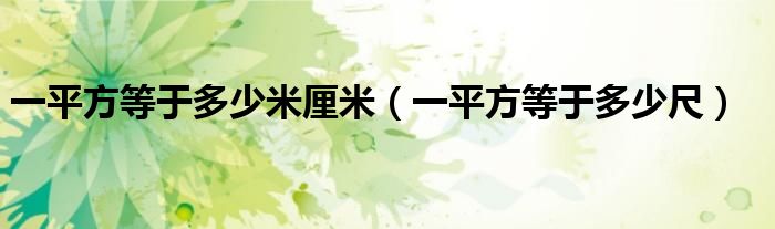 一平方等于多少米厘米(一平方等于多少尺)