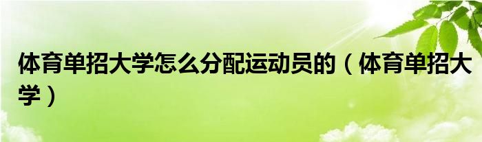 体育单招大学怎么分配运动员的(体育单招大学)