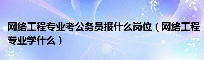 网络工程专业考公务员报什么岗位(网络工程专业学什么)