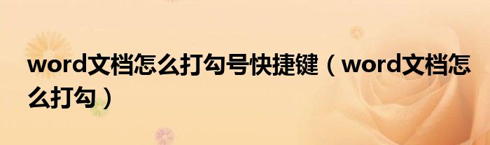 word文档怎么打勾号快捷键(word文档怎么打勾)