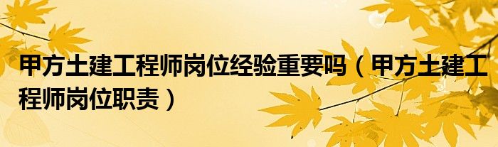 甲方土建工程师岗位经验重要吗(甲方土建工程师岗位职责)