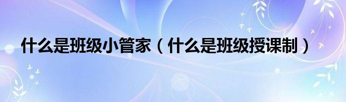 什么是班级小管家(什么是班级授课制)