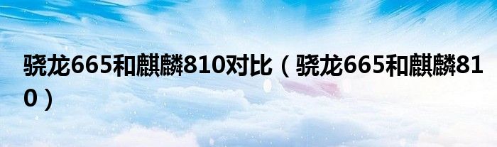 骁龙665和麒麟810对比(骁龙665和麒麟810)