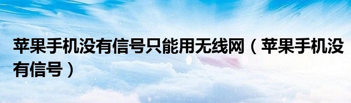 苹果手机没有信号只能用无线网(苹果手机没有信号)