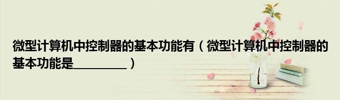 微型计算机中控制器的基本功能有(微型计算机中控制器的基本功能是__________)