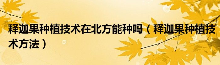 释迦果种植技术在北方能种吗(释迦果种植技术方法)