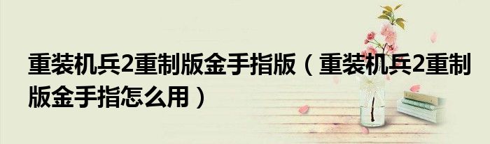 重装机兵2重制版金手指版(重装机兵2重制版金手指怎么用)