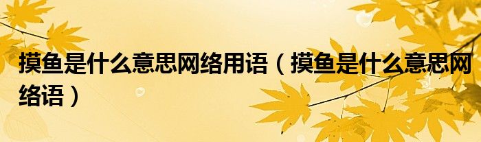 摸鱼是什么意思网络用语(摸鱼是什么意思网络语)