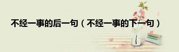 不经一事的后一句(不经一事的下一句)