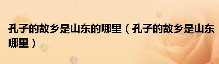 孔子的故乡是山东的哪里(孔子的故乡是山东哪里)