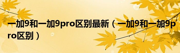一加9和一加9pro区别最新(一加9和一加9pro区别)