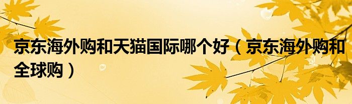 京东海外购和天猫国际哪个好(京东海外购和全球购)