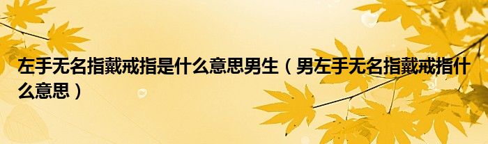 左手无名指戴戒指是什么意思男生(男左手无名指戴戒指什么意思)