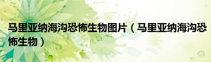 马里亚纳海沟恐怖生物图片(马里亚纳海沟恐怖生物)